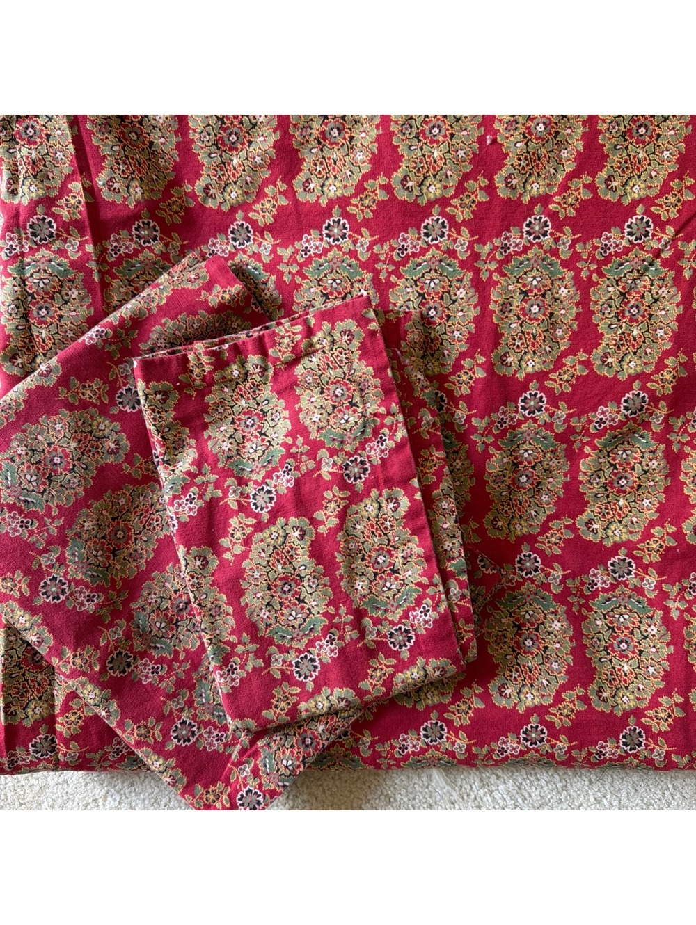 RARE Pottery Barn Greta Bhotah Duvet Cover Red Queen 2 Standard Shams Floral 3pc